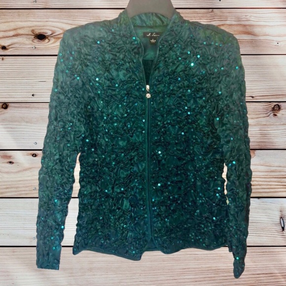S Levine, Sequined Jacket, Size XL, green color - Picture 3 of 15